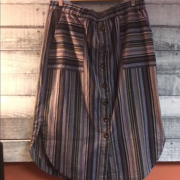 Mod-O-Doc Women's Stripe Button Front Peasant Skirt, Navy. XL - Picture 14 of 16